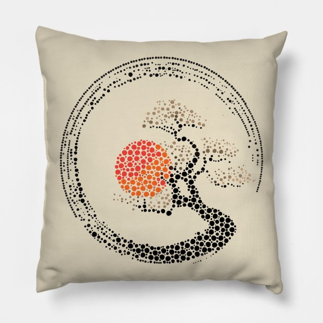 Dot Art Enso Circle and Bonsai Tree Pillow by Nartissima