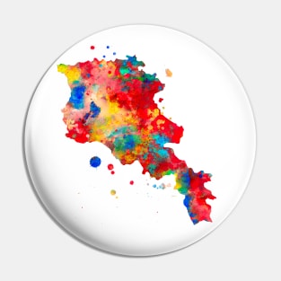 Armenia Watercolor Map Painting Pin