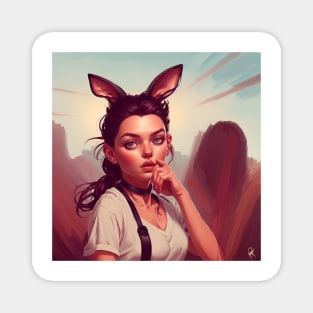 Girl with rabbit ears cover art Magnet