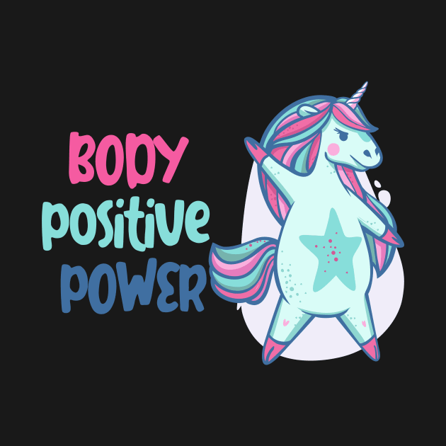 Body positive power -beautiful ight blue unicorn by Frispa