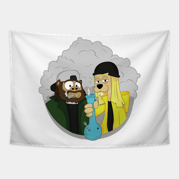 Jay and Silent Bob meets Krooked Tease Tapestry by Krooked_Tease