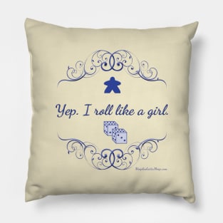 Like a Girl, blue Pillow