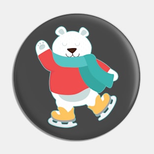 Polar Bear Go Skating for Merry Christmas Pin