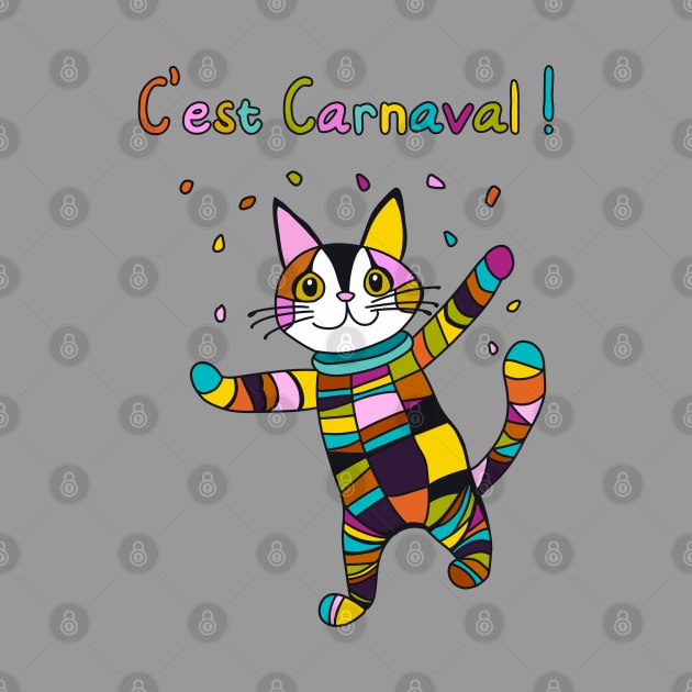 C'est Carnaval! Carnival, Mardi Gras Harlequin Cat by Babush-kat