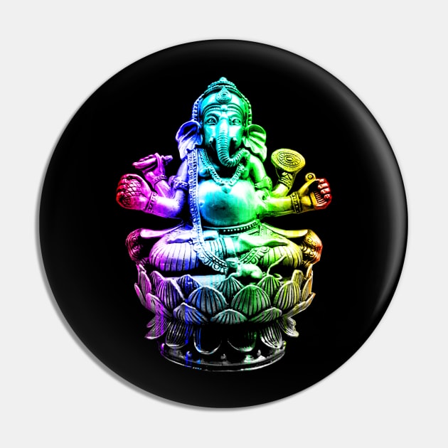 Ganesh in Rainbow Colors Pin by robotface