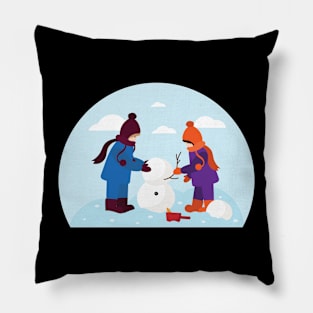 Kids making a Snowman Pillow