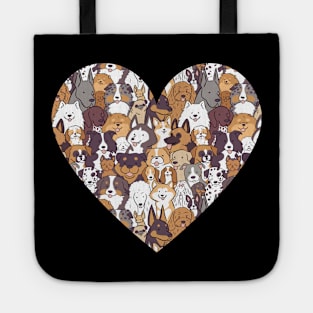 Cute dogs breeds in a heart shape for dog lovers Tote