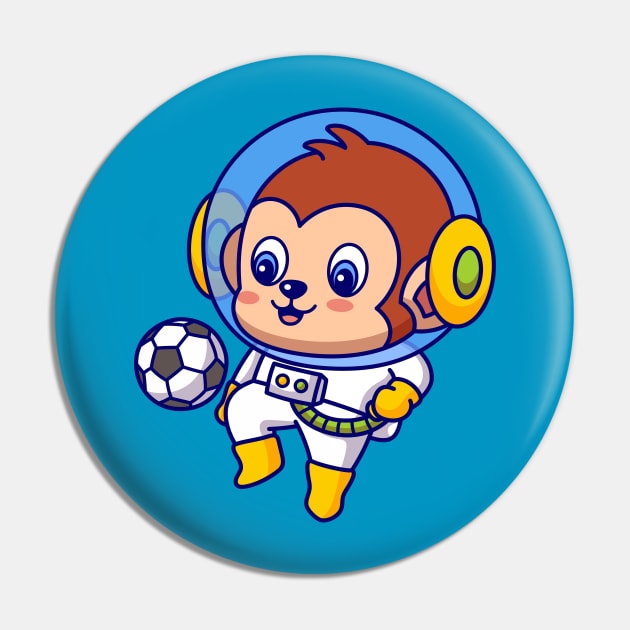 Soccer Monkey Astronaut Pin by yellowline