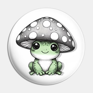 Cottage core A cute frog wearing a mushroom hat Pin