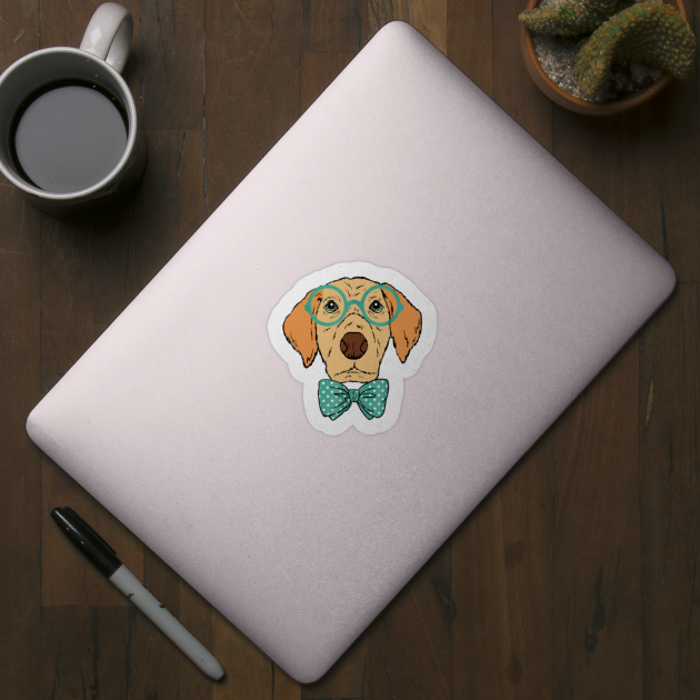 Smart Golden Retriever Wearing Glasses Golden Retriever Sticker Teepublic