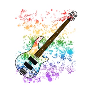 Bass Guitar Rainbow Colours Bassist Musician T-Shirt