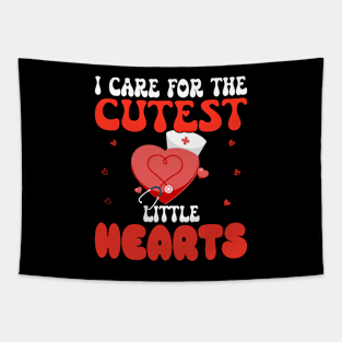 Nursing Valentines Day I Care For Cutest Little Hearts Tapestry