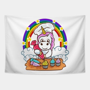 Unicorn Backing Cupcake Tapestry