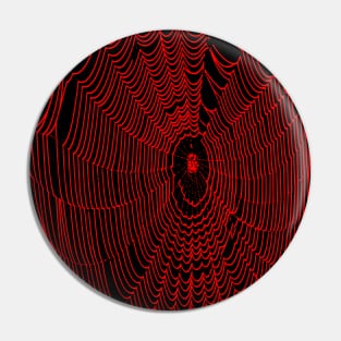 Artistic Halloween Spider Web Cobweb Doodle In Red Pin