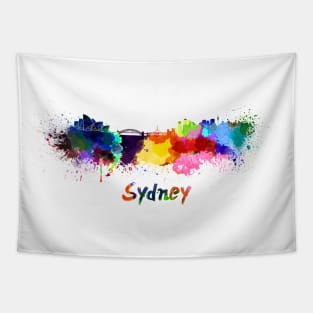 Sydney skyline in watercolor Tapestry