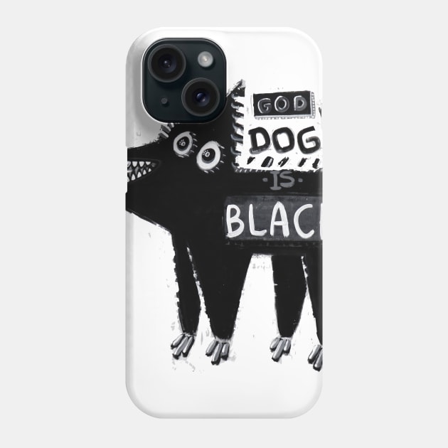 black dog Phone Case by Angel Rivas