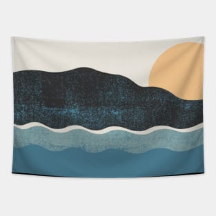 Minimalistic art of sunset and mountains Tapestry