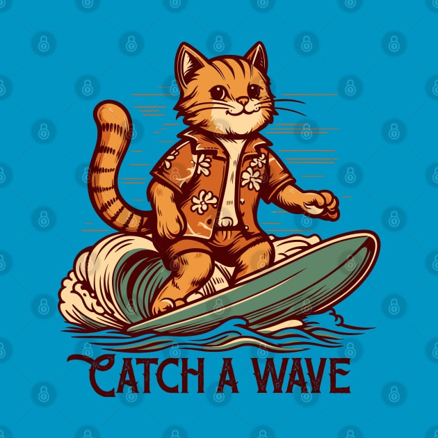 Cartoon Mascot Cat Surfing by Casually Fashion Store