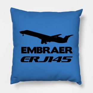 Embraer ERJ145 Silhouette Print (Black) Pillow