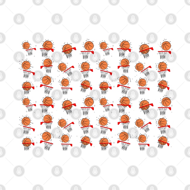 Basketball - Ball and Hoop Pattern on White Background by DesignWood-Sport