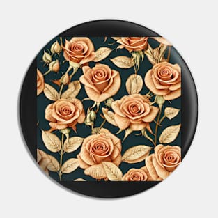 Vintage Blush Brown Roses on Dark Background Pin