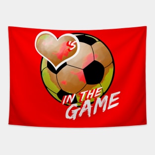 Soccer - Hearts In The Game - Red Tapestry