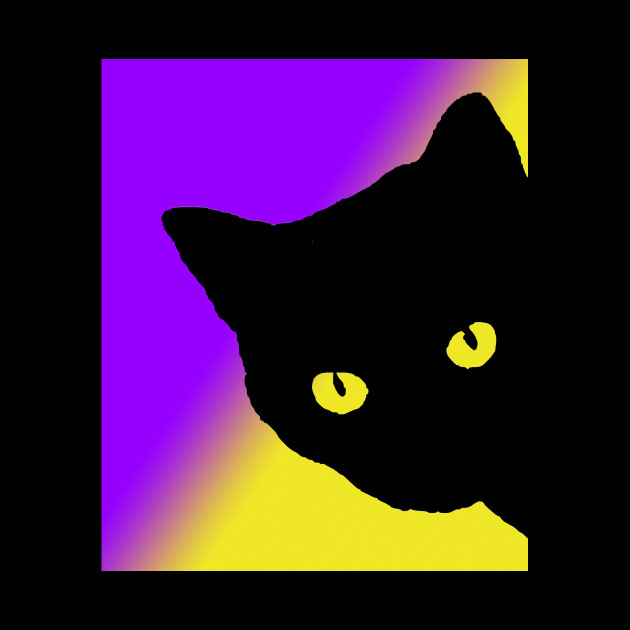 Black Cat Yellow Violet Cat Lover Owner Kitty Black Cat Tote