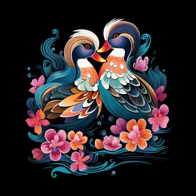 Mandarin Duck Couple Valentine by JH Mart