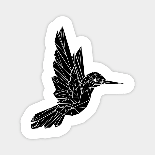 Black Polygonal Hummingbird Magnet by Blackmoon9