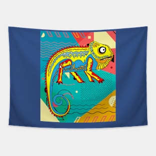 Funny Colorful Chameleon Reptile Camouflage Tapestry