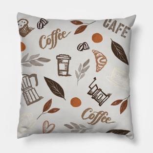 Coffee and Cafe style pattern design in coffee Pillow