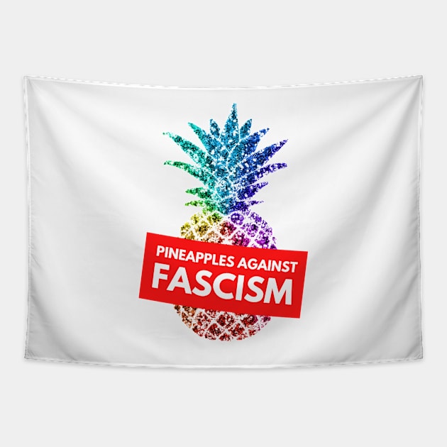 Pineapple Against Fascism (White) Tapestry by applebubble