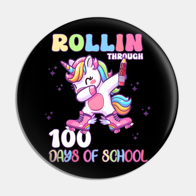 100 Days of School Girls Teacher 100th Day Unicorn Pin by huldap creative