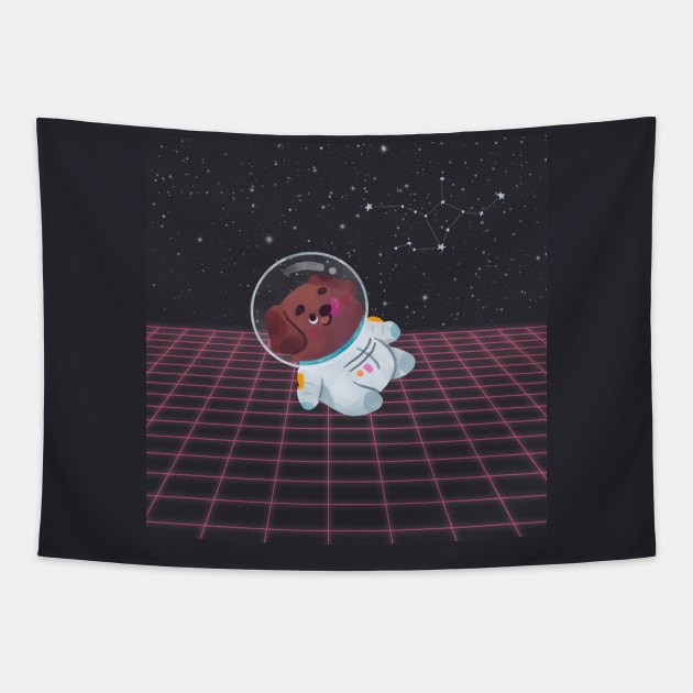 Astronaut Dog in Space Tapestry by GoodyL