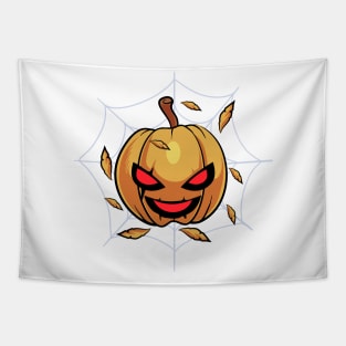 Pumpkin on spider web Tapestry