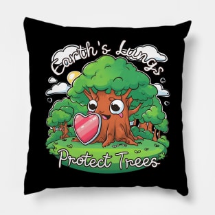 Earth Lungs Protect Trees Earth Day Pillow