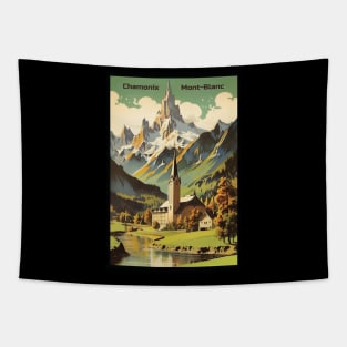 Chamonix, Mont Blan, Ski Poster Tapestry