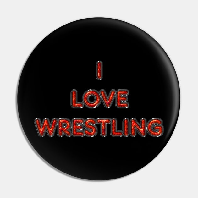 I Love Wrestling - Orange Pin by The Black Panther