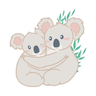 Cute Koalas Hugging Drawing Illustration T-Shirt