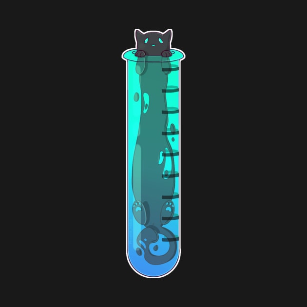 Space Cat - Alien in Test Tube Blue Green by Phoenix-InBlue