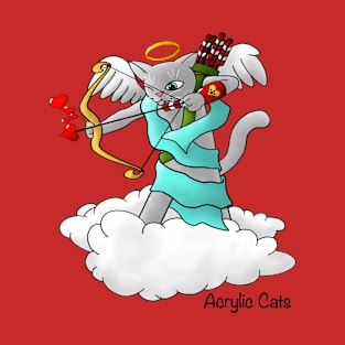 Valentine's Day Smokey Grey Cupid Cat T-Shirt