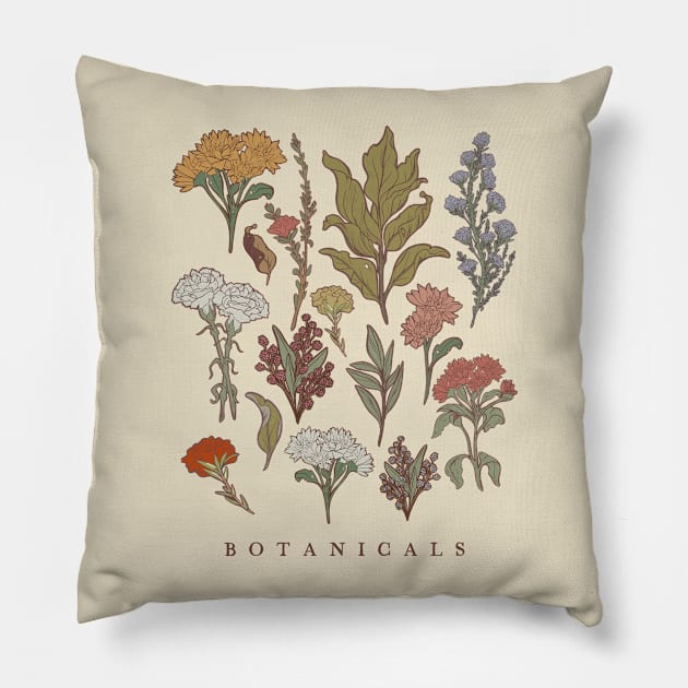 Botanicals Floral Wildflowers Pillow by uncommontee