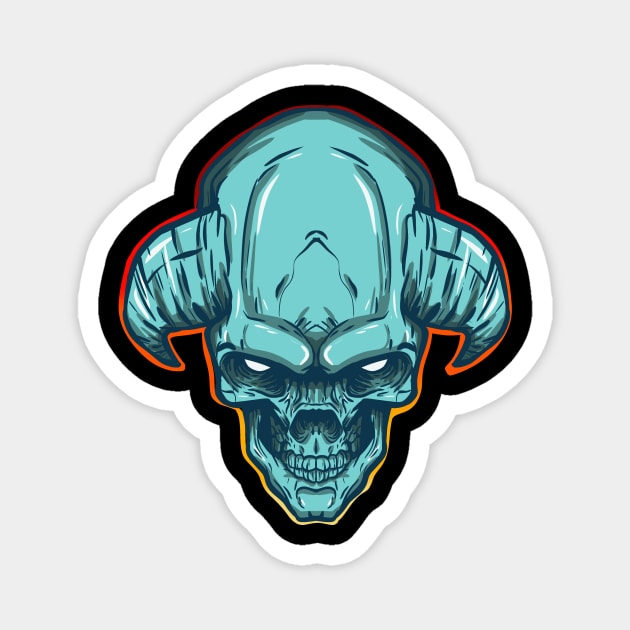 Horny Skull Magnet by Tameink