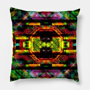 Glitchy Geometric Pattern Pillow