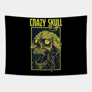 Crazy Skull Illustration Tapestry