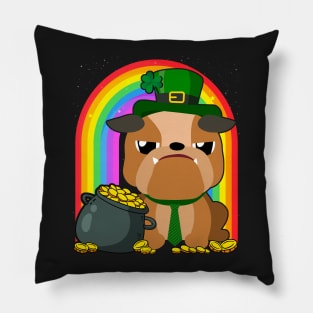 Bulldog Rainbow Irish Clover St Patrick Day Dog Gift product Pillow