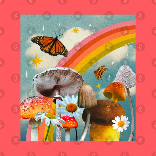 Vintage Mushroom Collage by Doodle by Meg