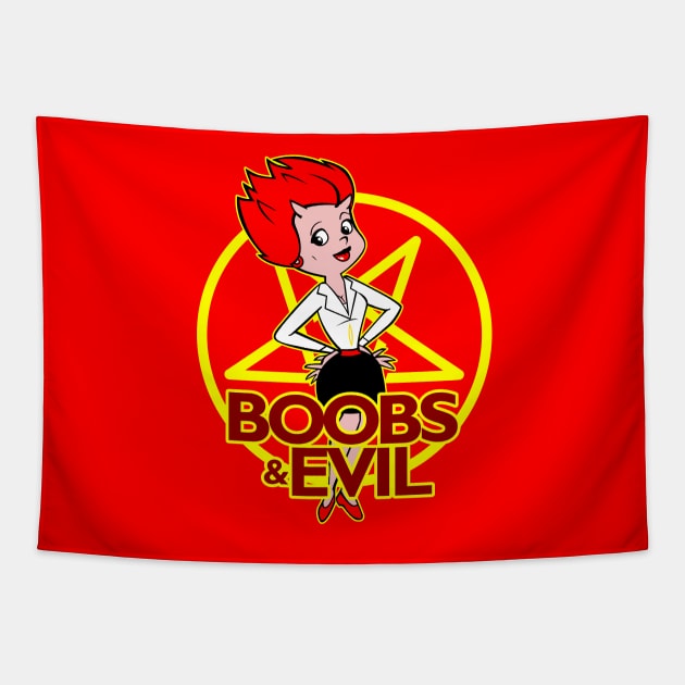 Boobs & Evil Tapestry by boltfromtheblue