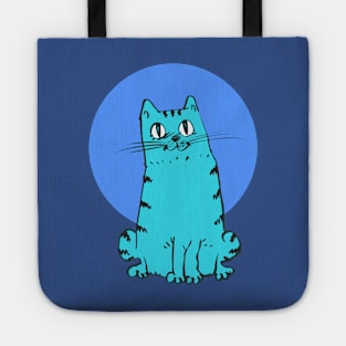 blue cat sweet cartoon Tote