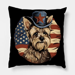 Patriotic Silky Terrier Pillow